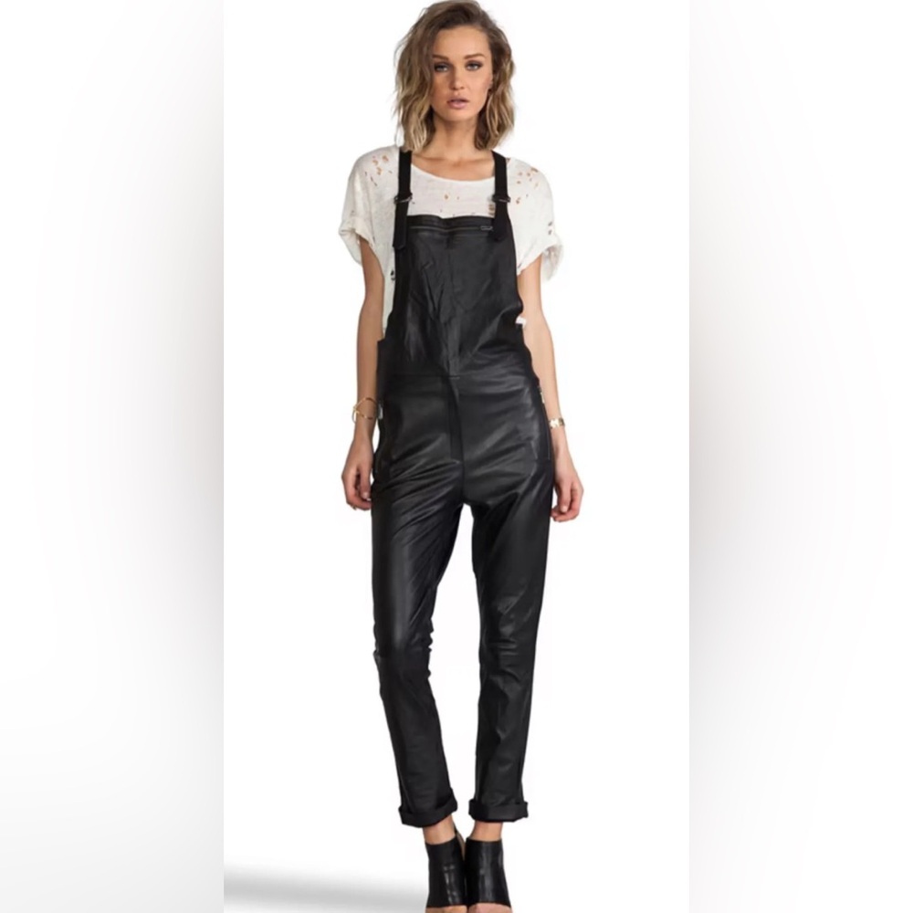 Friend of mine maverick leather overalls jumpsuit